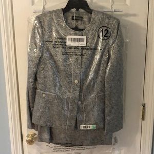 Special occasion 2-piece suit in dazzling silver with rhinestone buttons! NWT